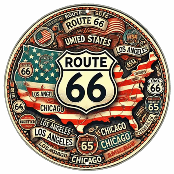 Vintage Retro Metallschild *Route 66 United States* Design